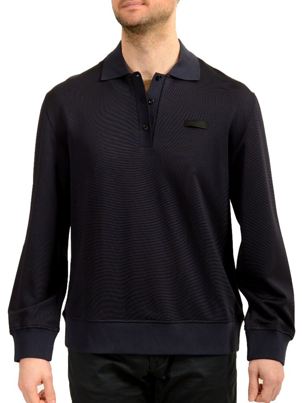 Scuderia Ferrari Men's Navy Blue Long Sleeve Polo Shirt Sweater US M IT 50